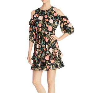 Kate ♠️ Spade blossom cold shoulder ruffle dress size 0 zip side floral print
